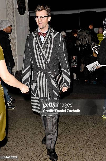 Brad Goreski seen arriving to the Oscar de la Renta show on February 12, 2013 in New York City.