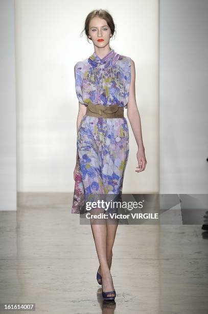 Model walks the runway at the Costello Tagliapietra Ready to Wear Fall/Winter 2013-2014 fashion show during MADE Fashion Week at Milk Studios on...