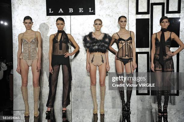 Model poses during the La Perla fall 2013 presentation during Mercedes-Benz Fashion Week at The Gallery at The Dream Downtown Hotel on February 7,...