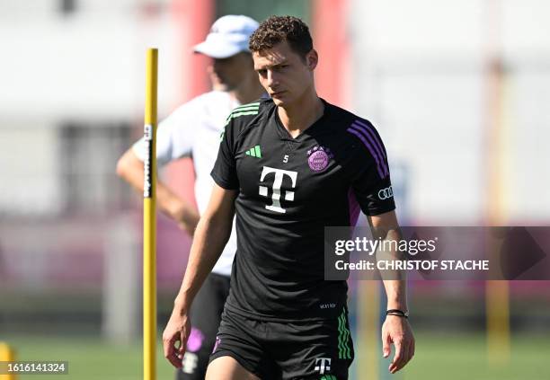 Bayern Munich's French defender Benjamin Pavard attends a public training session at the club's grounds in Munich, southern Germany, on August 22,...