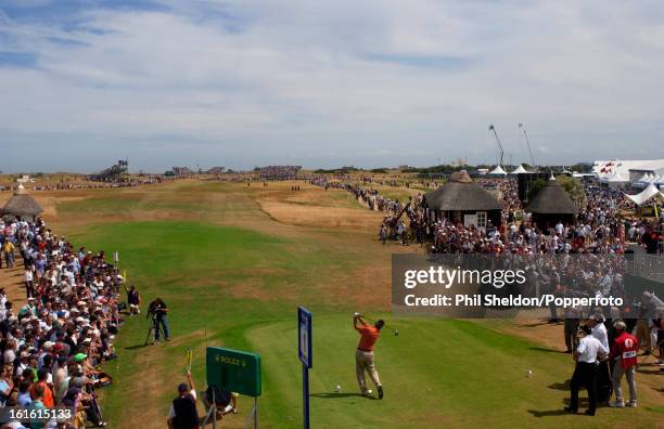 American golfer Ben Curtis tees off on the first hole on the last day of the British Open Golf Championship held at the Royal St George's Golf Club...