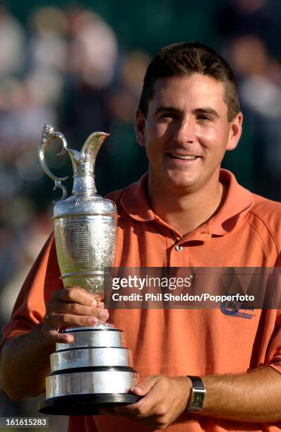 American golfer Ben Curtis with the trophy after winning the British Open Golf Championship held at the Royal St George's Golf Club in Sandwich,...