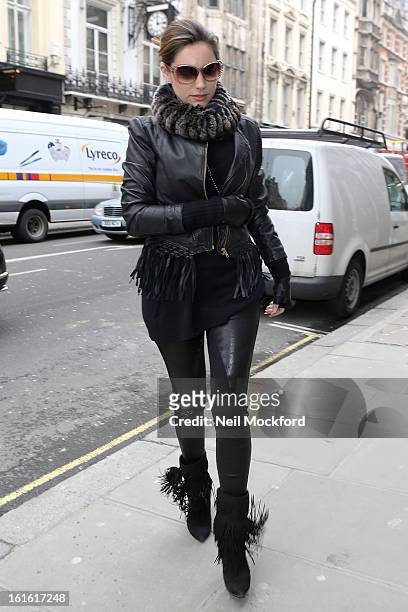 Kelly Brook seen leaving her house and going shopping at Vivienne Westwood on February 13, 2013 in London, England.