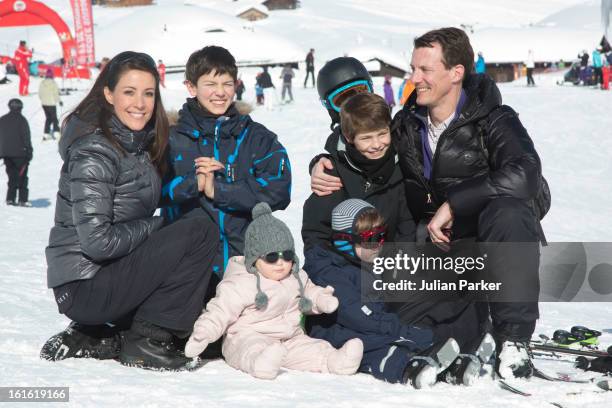 Prince Joachim and Princess Marie of Denmark pose with their children Princess Athena and Prince Henrik and Prince Joachim's two sons Prince Nikolai...