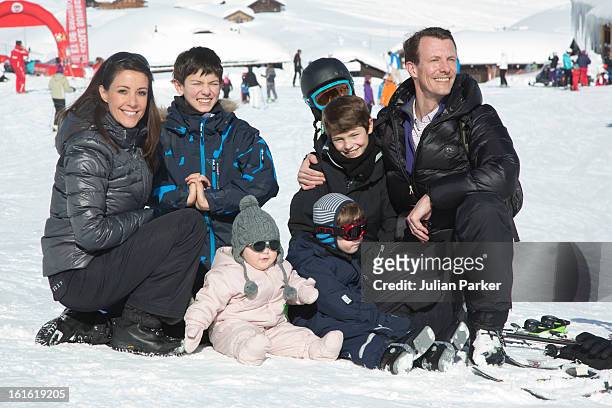 Prince Joachim and Princess Marie of Denmark pose with their children Princess Athena and Prince Henrik and Prince Joachim's two sons Prince Nikolai...