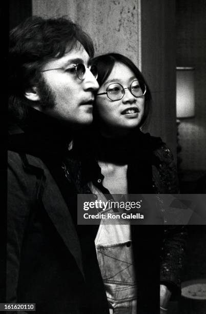 John Lennon and May Pang at the Jim Stacey Benefit at Century Plaza Hotel in Los Angeles, California, March 24, 1974.