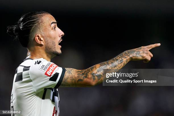 Sebastian Perez of Boavista FC reacts during the Liga Portugal Betclic match between Boavista and SL Benfica at Estadio do Bessa XXI on August 14,...