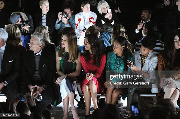 Michael Douglas, Hilary Swank, Zoe Saldana, Jada Pinkett Smith, Willow Smith and Paz Vega attend Michael Kors during Fall 2013 Mercedes-Benz Fashion...