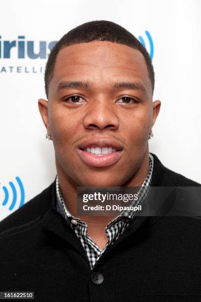 Ray Rice visits SiriusXM Studios on February 13, 2013 in New York City.