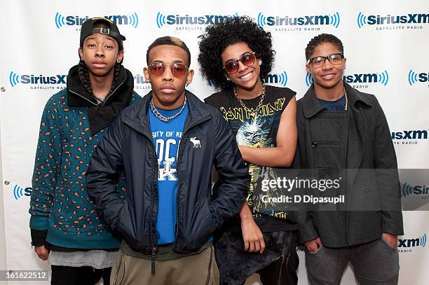 Ray Ray, Prodigy, Princeton, and Roc Royal of Mindless Behavior visit SiriusXM Studios on February 13, 2013 in New York City.