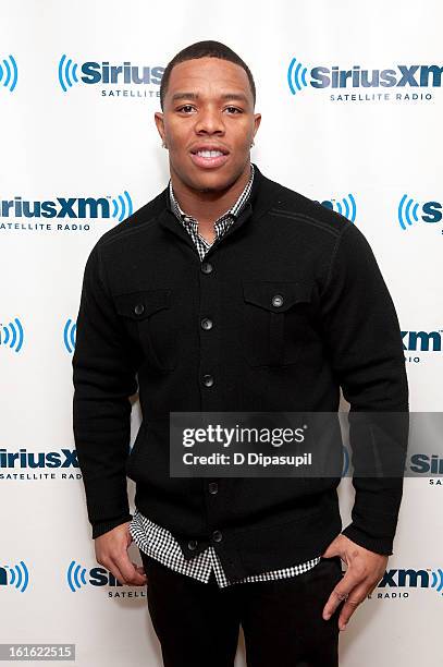 Ray Rice visits SiriusXM Studios on February 13, 2013 in New York City.