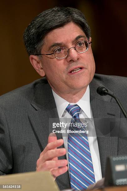 Jacob "Jack" Lew, U.S. Treasury secretary nominee and former White House chief of staff, speaks during a Senate Finance Committee hearing in...