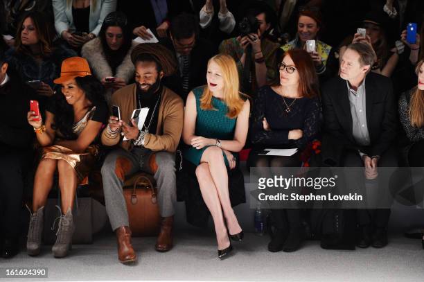 June Ambrose, John Forte, Patricia CLarkson, Jo Andres, and Steve Buscemi attend the Nanette Lepore Fall 2013 fashion show during Mercedes-Benz...