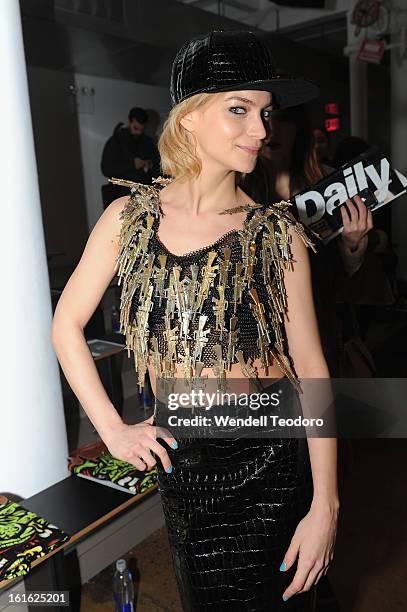 Leigh Lezark attends Jeremy Scott during Fall 2013 MADE Fashion Week at Milk Studios on February 13, 2013 in New York City.