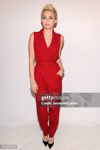 Miley Cyrus attends Rachel Zoe during Fall 2013 Mercedes-Benz Fashion Week at The Studio at Lincoln Center on February 13, 2013 in New York City.
