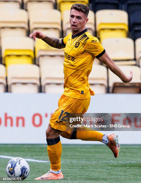 Livingston's Jamie Brandon in action during a Round of Sixteen Viaplay Cup match between Livingston and Ayr United at Toni Macaroni Arena, on August...