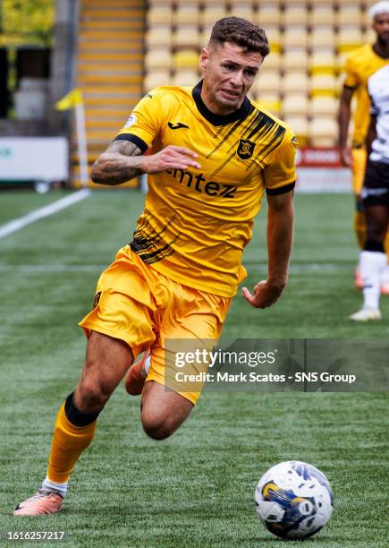 Livingston's Jamie Brandon in action during a Round of Sixteen Viaplay Cup match between Livingston and Ayr United at Toni Macaroni Arena, on August...