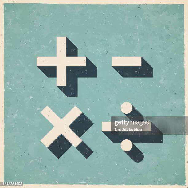 bildbanksillustrationer, clip art samt tecknat material och ikoner med mathematical symbols. icon in retro vintage style - old textured paper - subtraktion