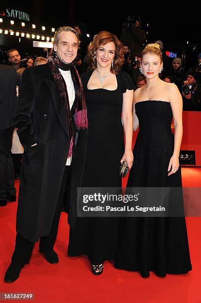 Actors Jeremy Irons, Martina Gedeck and Melanie Laurent attends the 'Night Train to Lisbon' Premiere during the 63rd Berlinale International Film...