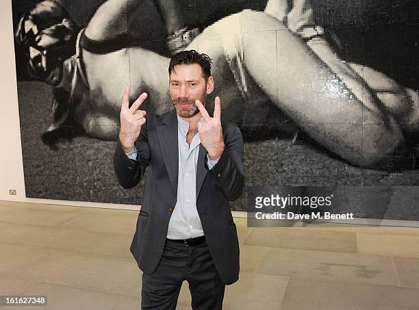 Mat Collishaw attends a private view of 'Mat Collishaw: This Is Not An Exit' at Blaine/Southern Gallery on February 13, 2013 in London, England.