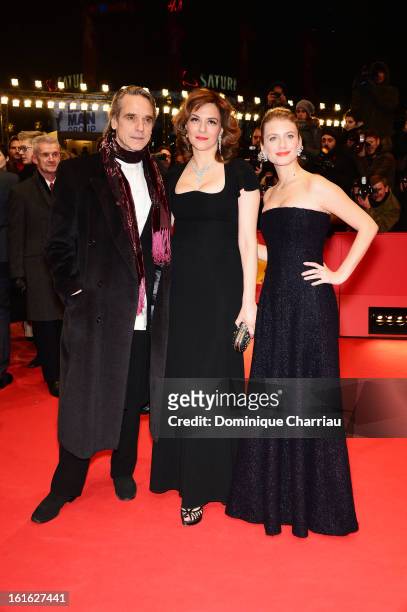 Actors Jeremy Irons, Martina Gedeck and Melanie Laurent attends the 'Night Train to Lisbon' Premiere during the 63rd Berlinale International Film...