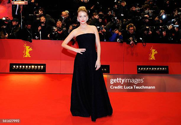 Actress Melanie Laurent attends the 'Night Train to Lisbon' Premiere during the 63rd Berlinale International Film Festival at the Berlinale Palast on...