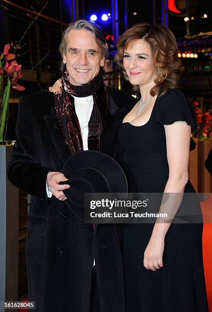 Actors Jeremy Irons and Martina Gedeck attend the 'Night Train to Lisbon' Premiere during the 63rd Berlinale International Film Festival at the...