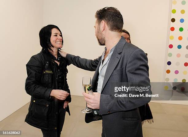 Sue Webster and Mat Collishaw attend a private view of 'Mat Collishaw: This Is Not An Exit' at Blaine/Southern Gallery on February 13, 2013 in...