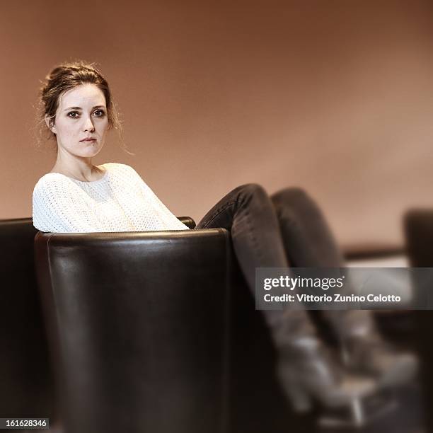 Actress Evelyne Brochu attends the 'Inch'Allah' Portrait Session during the 63rd Berlinale International Film Festival at the Berlinale Palast on...