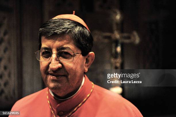 The Archbishop of Florence Giuseppe Betoriposes for a photo after celebrating Ash Wednesday Mass in the Duomo of Basilica di Santa Maria del Fiore on...