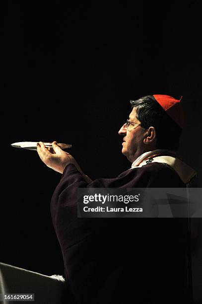 The Archbishop of Florence Giuseppe Betori celebrates Ash Wednesday Mass in the Duomo of Santa Maria del Fiore on February 13, 2013 in Florence,...