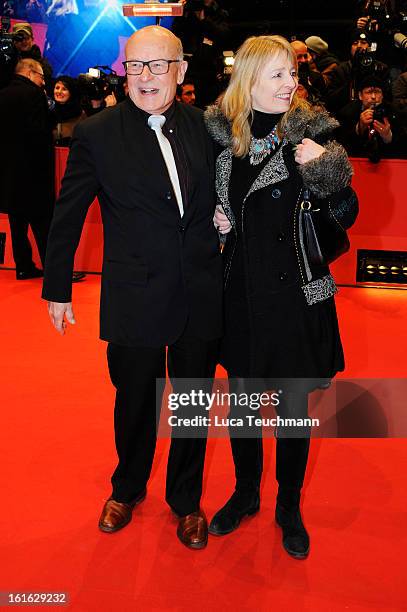 Director Volker Schloendorff and his wife Angelika Schloendorff attend the 'Night Train to Lisbon' Premiere during the 63rd Berlinale International...