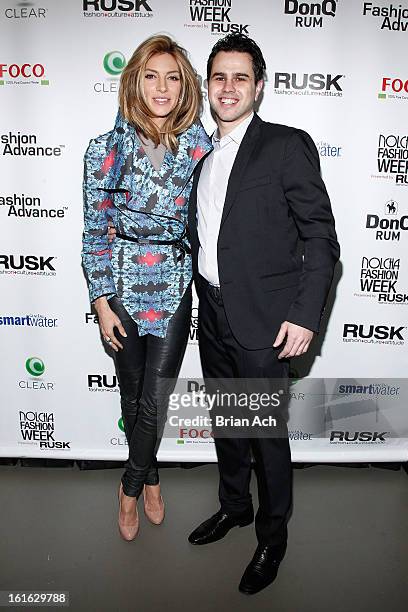 Actress Dawn Olivieri and Nolcha President Arthur Mandel attend Nolcha Fashion Week New York 2013 presented by RUSK at Pier 59 Studios on February...