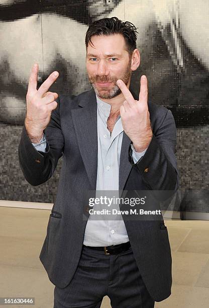 Mat Collishaw attends a private view of 'Mat Collishaw: This Is Not An Exit' at Blaine/Southern Gallery on February 13, 2013 in London, England.