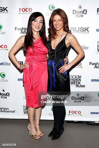 Fashion designer Diana Simaan and TV personality Kacie Boguskie attend Nolcha Fashion Week New York 2013 presented by RUSK at Pier 59 Studios on...