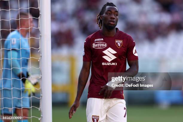 Yann Karamoh of Torino Fc looks on during the Serie A TIM match between Torino FC and Cagliari Calcio at Stadio Olimpico di Torino on August 21, 2023...