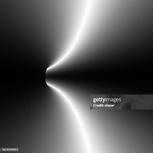 smooth dark monochrome with top and bottom white line, tunnel turning left. 3d vector - deeper insight stock illustrations