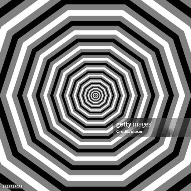 ten sided polygon tunnel into infinity vector pattern. - change over time stock illustrations