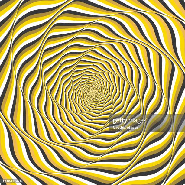 polygons with rounded corners. tunnel spinning and turning. 3d vector pattern - converging lines black vector stock illustrations