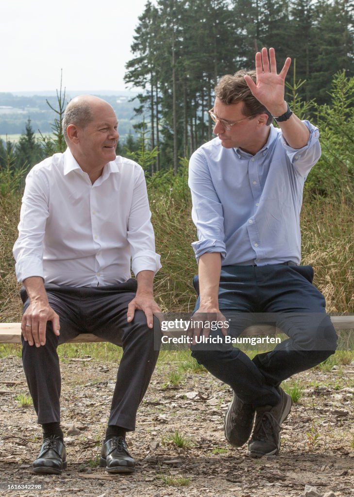 German Chancellor Olaf Scholz Visits Wind Park In Simmerath