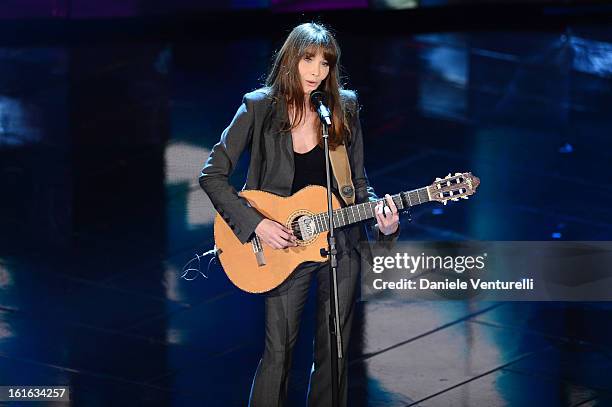 Carla Bruni attend the second night of the 63rd Sanremo Song Festival at the Ariston Theatre on February 13, 2013 in Sanremo, Italy.