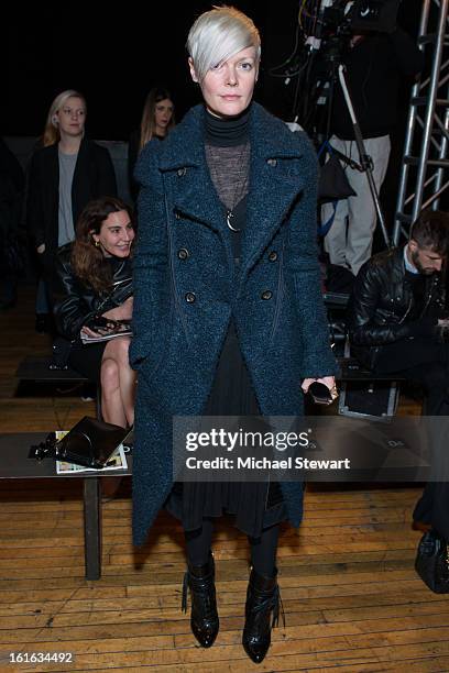 Kate Lanphear ,Style director of T: The New York Times Style Magazine attends Philosophy By Natalie Ratabesi during fall 2013 Mercedes-Benz Fashion...