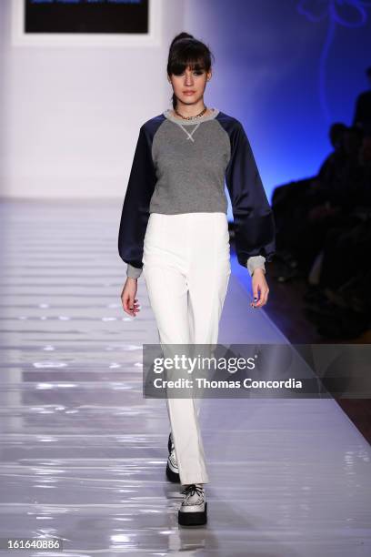 Model walks the runway at Junk Food Art House and Sony Pictures presents "Le Look Smurfette" at STYLE360 presented by Conair Fashion Pavilion on...