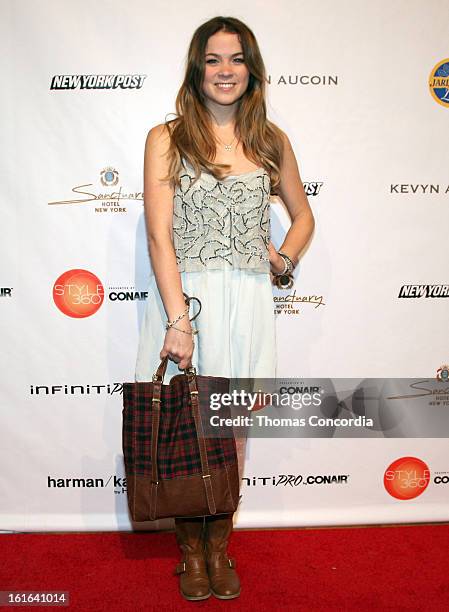 Actress Lenay Dunn attends Voz and Maison de LaCour Fashion Show at STYLE360 presented by Conair Fashion Pavilion on February 13, 2013 in New York...