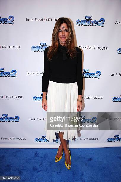 Kelly Bensimon attends Junk Food Art House and Sony Pictures presents "Le Look Smurfette" at STYLE360 presented by Conair Fashion Pavilion on...
