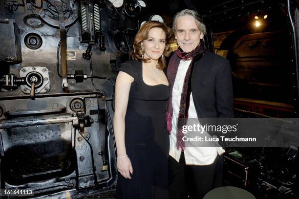 Martina Gedeck and Jeremy Irons attend the 'Night Train to Lisbon' after show party during the 63rd Berlinale International Film Festival at the...