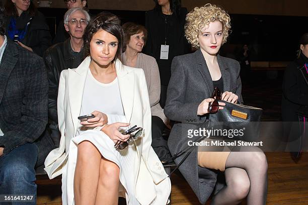 Miroslava Duma and actress Julia Garner attend Philosophy By Natalie Ratabesi during fall 2013 Mercedes-Benz Fashion Week on February 13, 2013 in New...