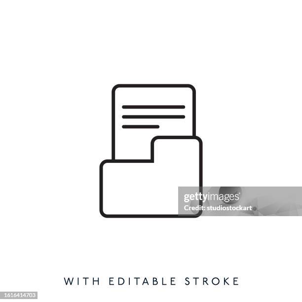 file folder line icon editable stroke - archives stock illustrations