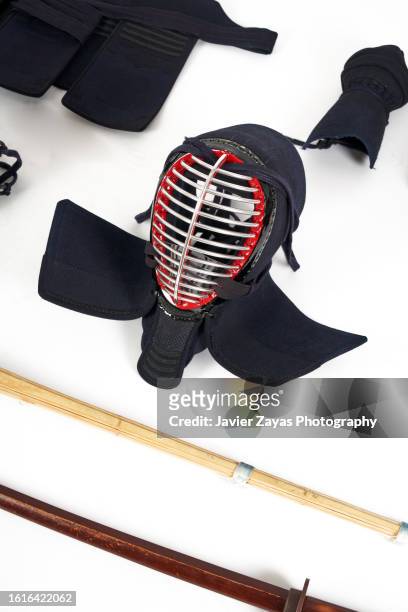 high angle view of a kendo equipment - samurai sword stock pictures, royalty-free photos & images
