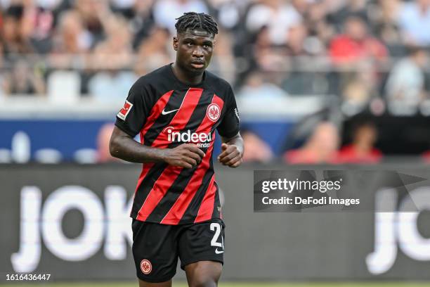 Junior Dina Ebimbe of Eintracht Frankfurt Looks on during the Bundesliga match between Eintracht Frankfurt and SV Darmstadt 98 at Deutsche Bank Park...